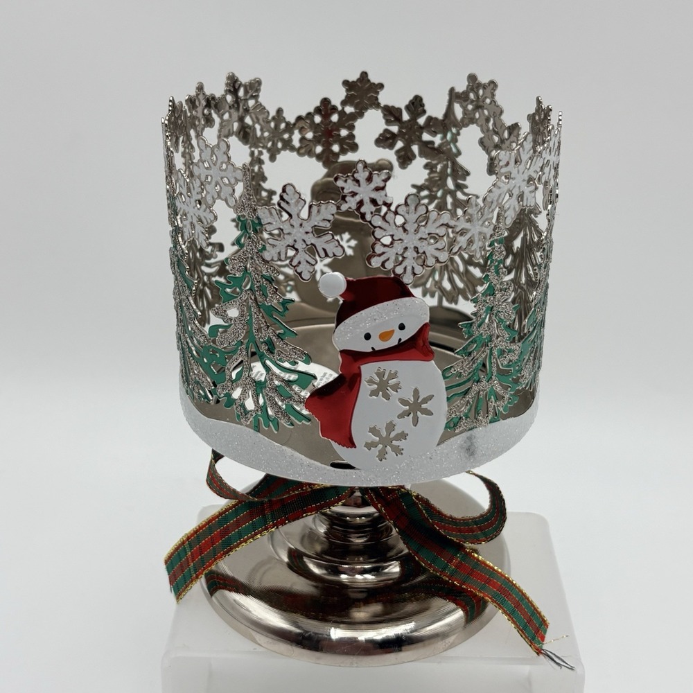 Bath & Body Works SNOWMAN PEDESTAL CANDLE HOLDER Holiday Christmas 3 wick candle